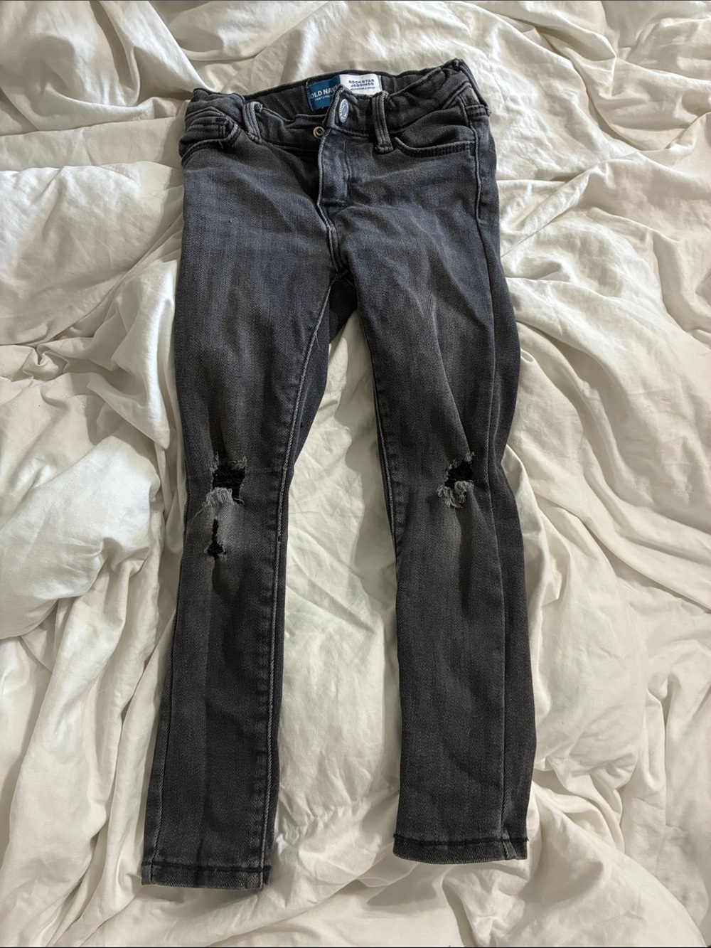 Girls 5T Old Navy Black Skinny Jeans with Knee Distress